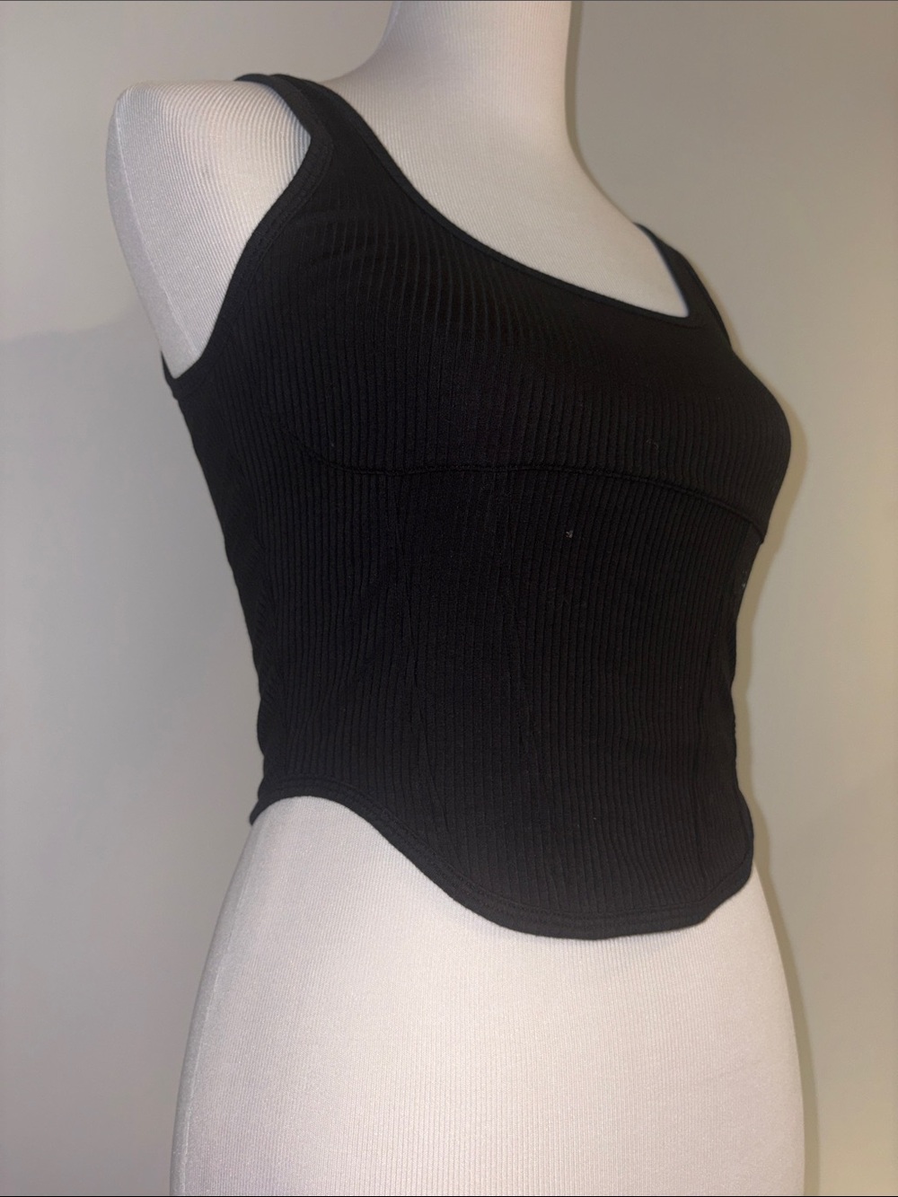 PINK Victoria's Secret Black Ribbed Scoop Tank( corset style tank )